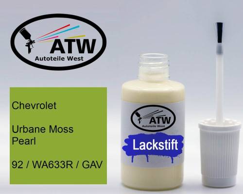 Chevrolet, Urbane Moss Pearl, 92 / WA633R / GAV: 20ml Lackstift, von ATW Autoteile West.